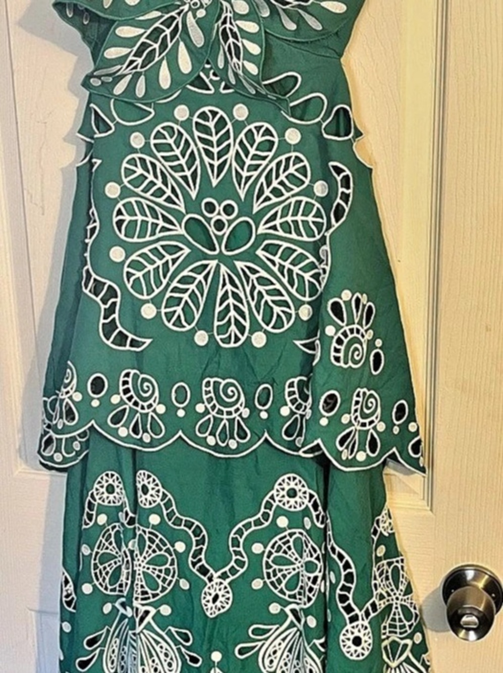 Embroidered Maxi Dress in Green & White NWT - Picture 14 of 14